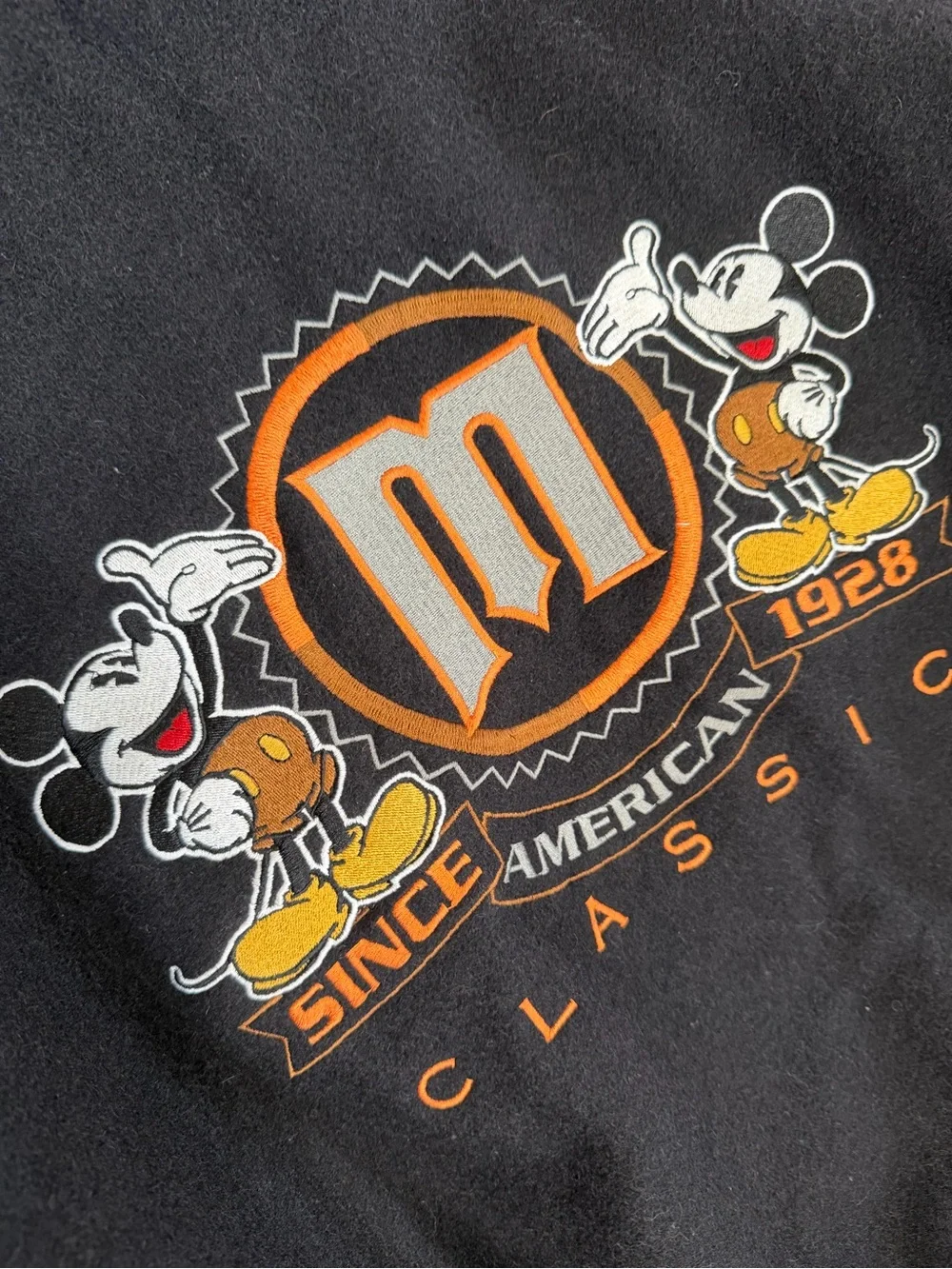 Vintage Mickey Mouse Mens Varsity Jacket Wool Leather Coat Mickey&Co Disney XL